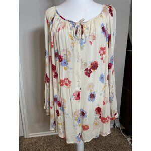 Lucky Brand Sheer Floral LS Tunic Top Sz 2X